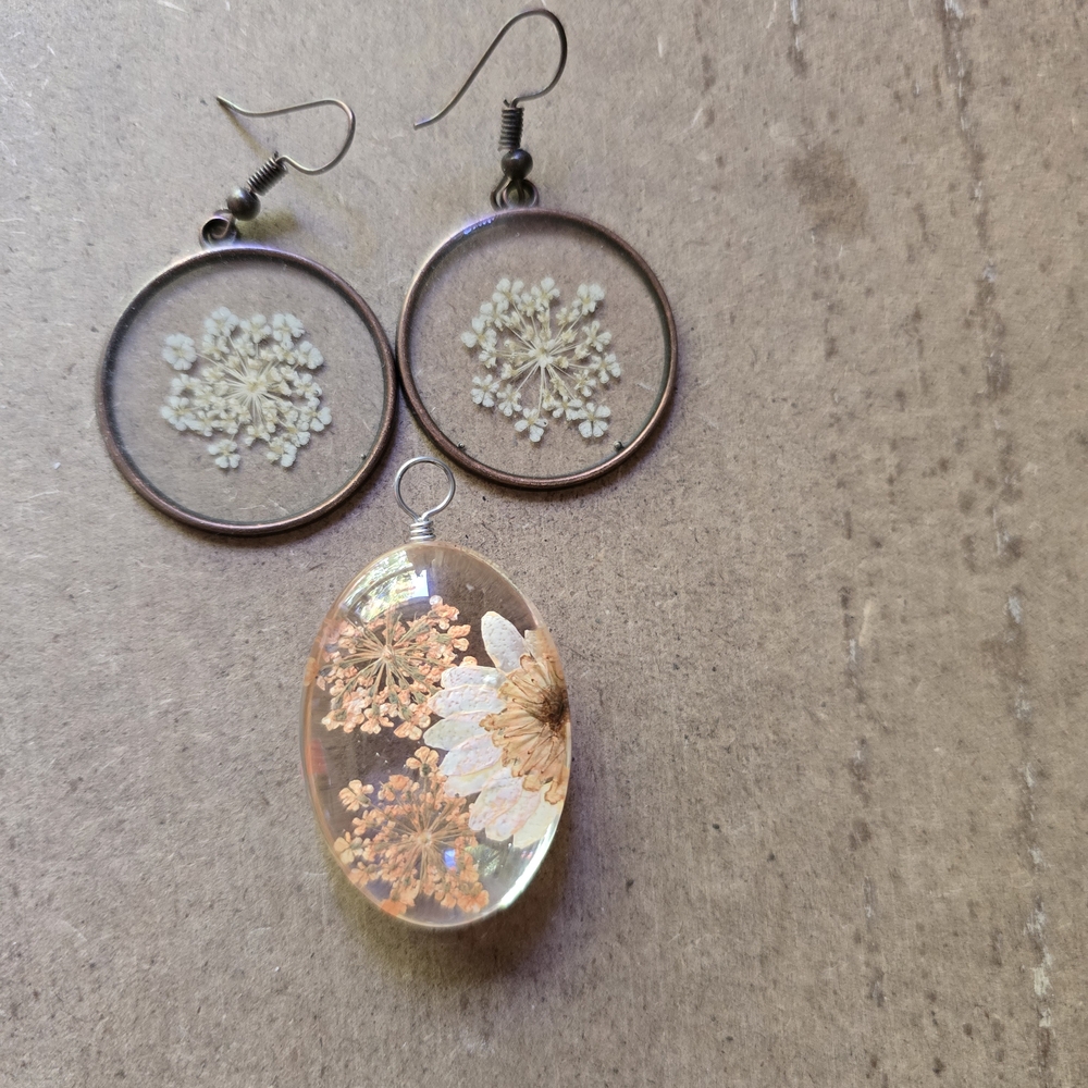 Natural Floral Resin Earrings